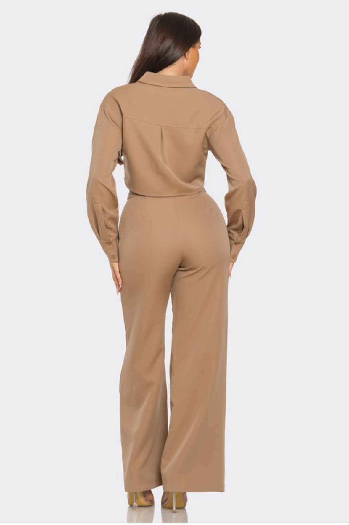 BUTTON DOWN OVERSIZED POCKETS TOP & PANTS SET