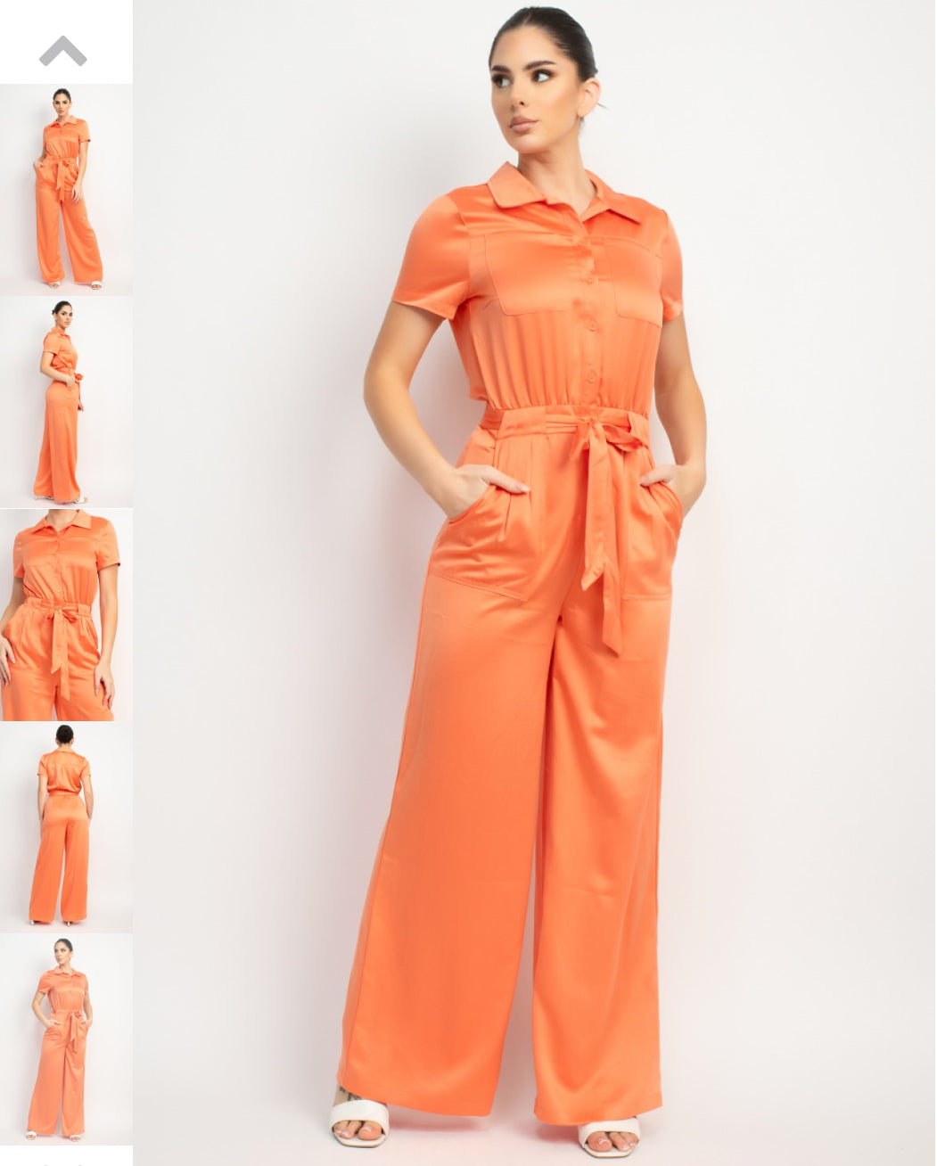 Buttoned Self-Tie Belt Jumpsuit