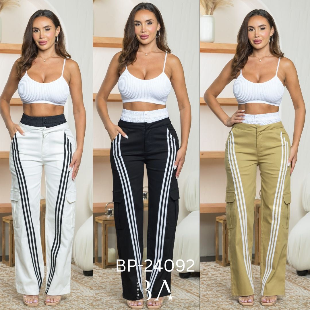 Contrast Striped Side Patched Detail Pants