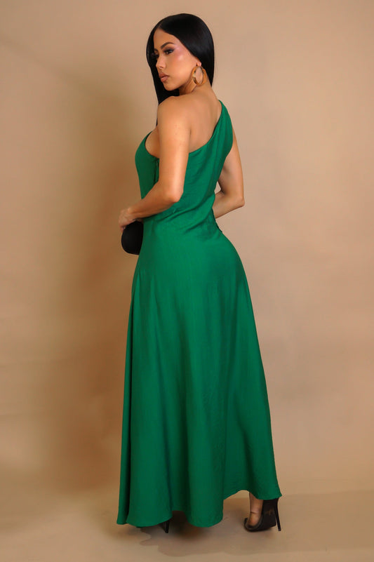 Waits crochet detail one shoulder maxi dress