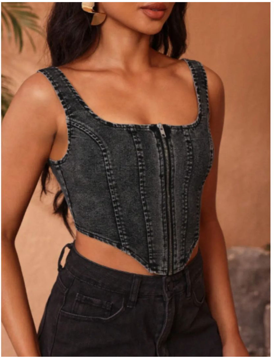 BLACK DENIM BUSTIER