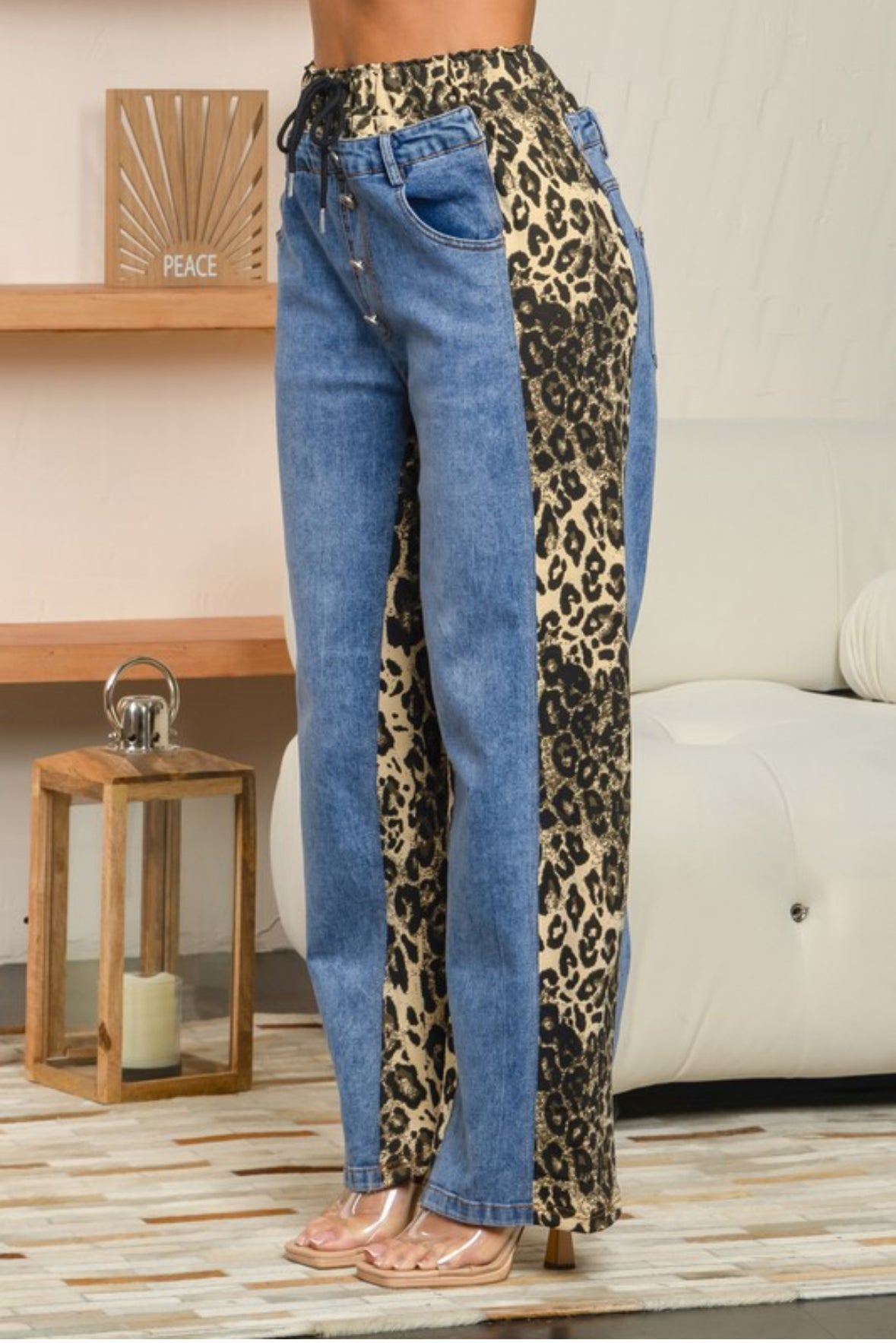 ANIMAL PRINT CONTRAST PANTS