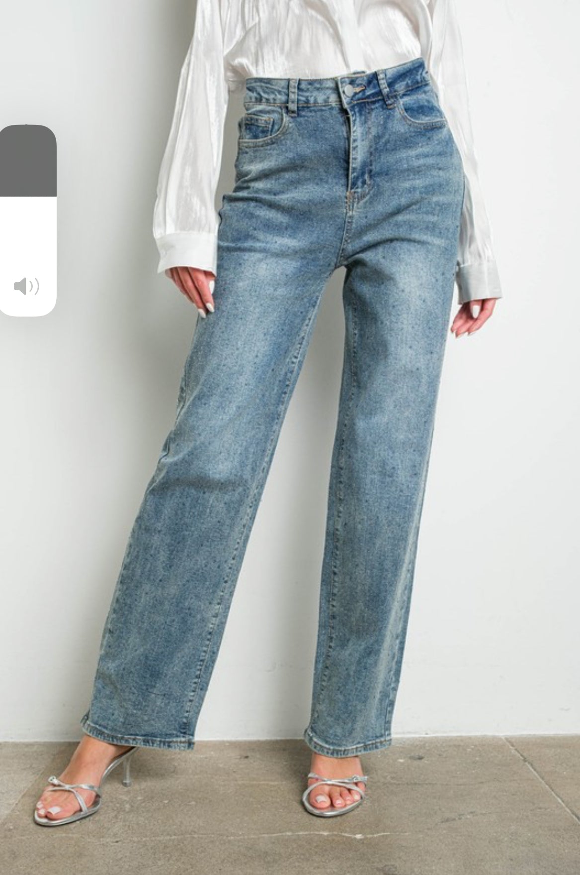 DEW DROP RHINESTONE STRAIGHT LEG JEANS